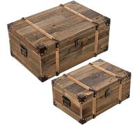 Set de 2 baules de madera envejecida en natural 45x30x19 cm