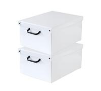 Set de 2 Cajas de Armario con Tapa - Organizadores de Cambio de Temporada en Cartón 32×42×21 cm Blancas - Made in Italy, Resistentes, Fáciles de Montar, con Asas