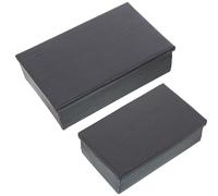 Set de 2 Cajas rectangulares de Aluminio Tallado en Negro 22,5x14x7 y 28x18x8cm