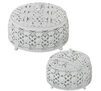 Set de 2 Cajas Redondas con Tapa de Metal Blanco 20x30x30 cm