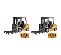 Set de 2: Camión Montacargas RC Proporcional en Escala 1/64, Modelo de Carro de Ingeniería Transformable 2 en 1 con Brazo Elevador y Gancho, Luces y Sonidos, Juguetes de Escritorio Fora