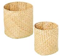 Set de 2 cestos Redondos de Hierba de mar en Natural 27x28x28 cm