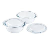 Set De 2 Cocottes Redondas De Vidrio Borosilicato Pyrex, 1,6 L Cada Una, Ø 27 Cm. Transparente, Resistentes A Arañazos Y Bpa-free. Apta Para Congelador, Horno, Microondas Y Lavavajillas