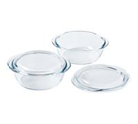 Set De 2 Cocottes Redondas Pyrex De Vidrio Borosilicato, 2,3 L Cada Una, Transparentes. Resistencia A Choque Térmico Hasta 240 °c, -40 °c A +350 °c, Aptas Para Horno, Microondas Y Lavavajillas