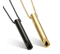 Set de 2 Colores Collar de Respiración y Silbato en Acero Inoxidable Para Ejercicios de Respiración, Meditación, Ansiedad - Para Mujeres y Hombres