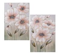Set de 2 Cuadro Lienzo Madera rectangulares con Flores Multicolor 60x3x90 cm