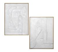 Set de 2 Cuadros Estilo Lienzo Abstracto Tono Neutro 60x80x3,5cm