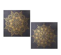Set de 2 Cuadros Lienzo y Madera de Mandalas en Negro y Dorado 100x6x100cm