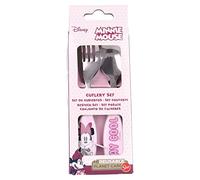 Set de 2 cubiertos infantiles de acero inoxidable compuesto de tenedor y cuchara de Minnie Mouse
