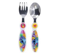 Set de 2 cubiertos infantiles de acero inoxidable compuesto de tenedor y cuchara de Stitch