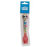 Set de 2 cubiertos infantiles reutilizables de plástico compuesto de tenedor y cuchara de Mickey Mouse
