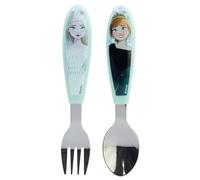 SET DE 2 CUBIERTOS METALICOS (CUCHARA Y TENEDOR) FROZEN SNOWY TALE