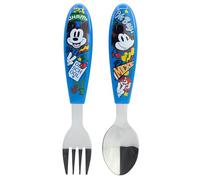 Set de 2 cubiertos infantiles de acero inoxidable compuesto de tenedor y cuchara de Mickey