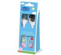 Set de 2 cubiertos infantiles de acero inoxidable compuesto de tenedor y cuchara de Peppa Pig