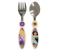 Set de 2 cubiertos infantiles de acero inoxidable compuesto de tenedor y cuchara de Disney Princess