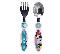 Set de 2 cubiertos infantiles de acero inoxidable compuesto de tenedor y cuchara minnie being more minnie