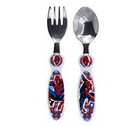 Set de 2 cubiertos infantiles de acero inoxidable compuesto de tenedor y cuchara de Spider-man