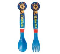 Set de 2 cubiertos infantiles reutilizables de plástico compuesto de tenedor y cuchara de La Patrulla Canina