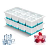 Set de 2 cubiteras grandes de silicona, moldes para cubitos de hielo de 16 compartimentos con tapas herméticas, sin BPA, perfectas para congelar cubitos de hielo grandes para bebidas y cócteles