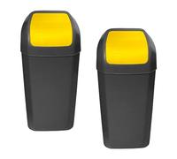 Set de 2 Cubos - Papeleras con tapa basculante de 15L/u color amarillo