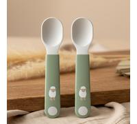 Mepal - Juego de 2 cucharas de aprendizaje - Little Farm - Cuchara de bebé - Cubiertos de aprendizaje - Mango corto y mango fijo - Apto para lavavajillas