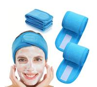 Set de 2 Diademas Azules para Maquillaje y Skincare - Suaves, Elásticas y Ajustables para Mujer - Perfectas para Cuidado Facial y Rutina de Belleza y maquillaje (Azul, 2ud)