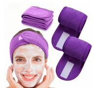 Set de 2 Diademas para Maquillaje y Skincare - Suaves, Elásticas y Ajustables para Mujer - Perfectas para Cuidado Facial y Rutina de Belleza y maquillaje (Morado, 2ud)