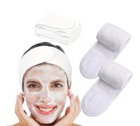 Set de 2 Diademas Rosas para Maquillaje y Skincare - Suaves, Elásticas y Ajustables para Mujer - Perfectas para Cuidado Facial y Rutina de Belleza y maquillaje (Blanco, 2ud)