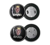 Set de 2 emblemas redondos de plástico de grifo para SAAB 93 9-3 95 9-5 2003-2010 adhesivo para el cofre frontal y la cajuela trasera del automóvil 12844161 1278587 (negro)