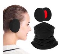 Set de 2 en 1 para Adultos: Braga de Cuello Tubular y Protector Facial Térmico y Protector para las Orejas, Negro, para Moto, Esquí, Senderismo y Actividades al Aire Libre