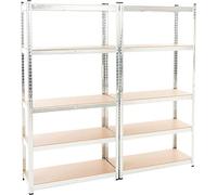 Set De 2 Estanterías De Almacenamiento Galvanizadas G 180x90x40 cm I 2 Estanterías De 5 Estantes con Capacidad De 175 kg por Estante I, Color:Plata