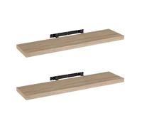 Set de 2 estantes de pared flotantes color madera natural 100x23,5x3,8 cm Repisa rectangular de líneas rectas con herrajes ocultos. Resiste hasta 10 kg. Para decoración y almacenaje CasaSelección Natu