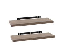 Set de 2 estantes de pared flotantes color madera natural de 80x23,5x3,8 cm Repisa rectangular de líneas rectas con herrajes ocultos. Resiste hasta 10 kg. Para decoración y almacenaje CasaSelección Na