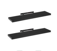 Set de 2 estantes de pared flotantes negros de 100x23,5x3,8 cm Repisa rectangular de líneas rectas con herrajes ocultos. Resiste hasta 10 kg. Para decoración y almacenaje CasaSelección Negro