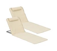 Set de 2 esterillas de playa donostia tela 143x48cm beige [en.casa]