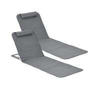 Set de 2 esterillas de playa donostia tela 143x48cm gris oscuro [en.casa]