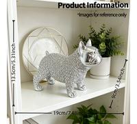 Set de 2 figuras de perro Bulldog Francés, decoración dorada y plateada para el hogar, decoración de estantería de escritorio