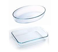 SET DE 2 FUENTES DE HORNO PYREX DE VIDRIO (Rectangular 35x23cm + Ovalada 30x21cm)