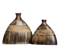 Set de 2 jarrones sobremesa Ceramica Marron 22x7x20.5 y 27x7.5x25 cm
