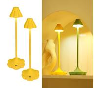 Set de 2 Lámparas de Noche, Lámpara de Mesa Recargable para Sala, Lámpara Inalámbrica 5200mAh Luz Duradera, IP54 Diseño Floral 3 Temperaturas de Color, Dimmable Atmósfera Acogedora Amarilla