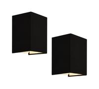 Set de 2 lámparas de pared schwerin moderna 1x e27 60 w textil de lino 20 x 16 x 13 cm - negro [lux.pro]