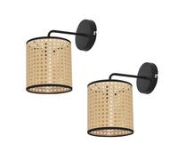 Set de 2 lámparas de pared southend moderna 1x e14 40 w metal-plástico 25 x ø 16 cm - negro y beige [lux.pro] 25 cm
