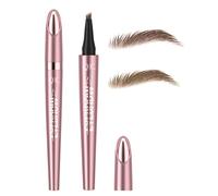 Set de 2 Lápices Lápiz de Cejas mágico, Waterproof con Punta de 4 Dientes Microblading Pen para Cejas Naturales y Definidas de Larga Duración Resistente al Agua(Marrón Claro y Marrón Oscuro)