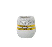 Set de 2 maceteros Circulares de Ceramica en Blanco y Plateado 13x14cm