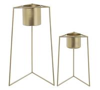 Set de 2 maceteros con Patas de Metal en Dorado 25x22x50 y 34x29x60cm