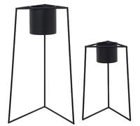Set de 2 maceteros con Patas de Metal en Negro 25x22x50 y 34x29x60cm