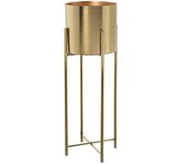 Set de 2 maceteros con Soporte de Metal en Dorado 27,5x75cm, Macetero 24x23cm