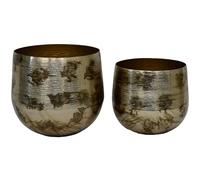 Set de 2 maceteros de Laton en Dorado 25x22 y 30x27cm