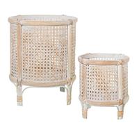 Set de 2 maceteros Redondos de Madera en Natural 22x22x24 cm