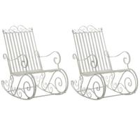 CLP Set De 2 Mecedoras De Hierro Smilla I Sillones De Exterior En Estilo Rústico I Mecedoras para Jardín o Balcón, Color:Blanco Envejecido